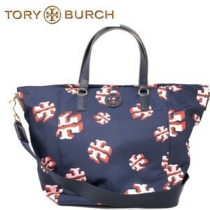 Tory Burch Nylon Monogram Logo Tote